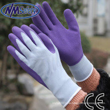 NMSAFETY 13 gauge lila farbe latex handschuhe schaum latex handschuhe für safeman gartenarbeit verwenden